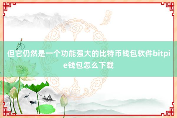 但它仍然是一个功能强大的比特币钱包软件bitpie钱包怎么下载