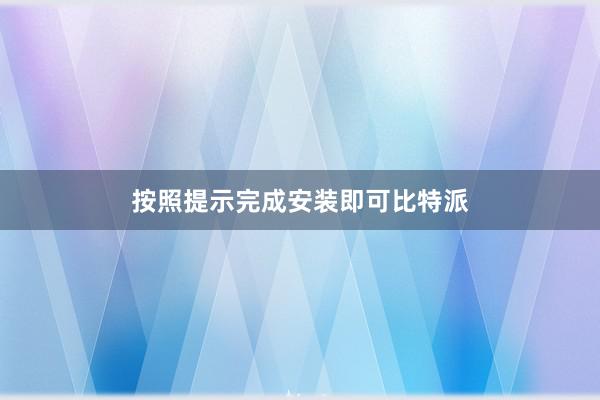 按照提示完成安装即可比特派