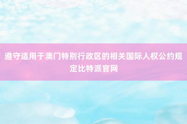 遵守适用于澳门特别行政区的相关国际人权公约规定比特派官网