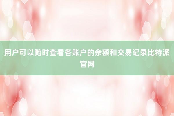 用户可以随时查看各账户的余额和交易记录比特派官网