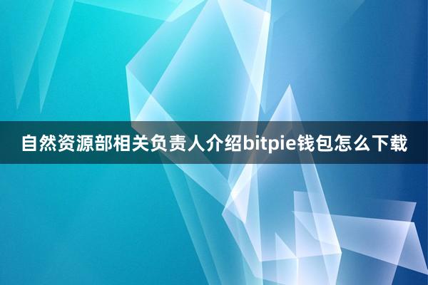 自然资源部相关负责人介绍bitpie钱包怎么下载