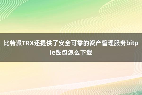 比特派TRX还提供了安全可靠的资产管理服务bitpie钱包怎么下载