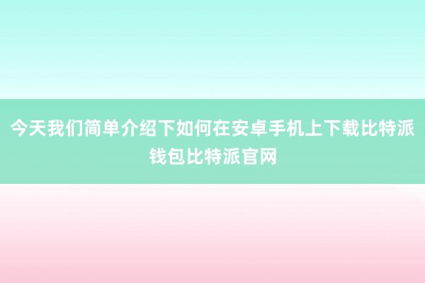 今天我们简单介绍下如何在安卓手机上下载比特派钱包比特派官网