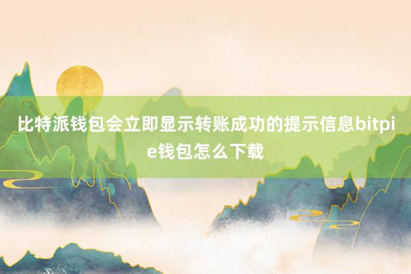 比特派钱包会立即显示转账成功的提示信息bitpie钱包怎么下载