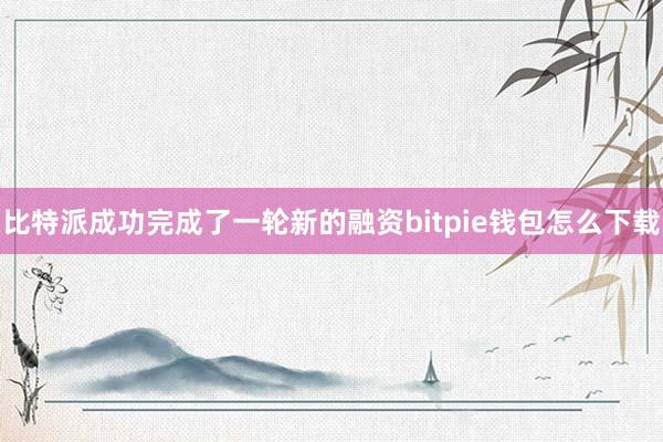 比特派成功完成了一轮新的融资bitpie钱包怎么下载